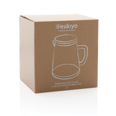 Logotrade biznesa dāvanas foto: Ukiyo borsilikāta stikla karafe ar bambusa vāku 1,2L