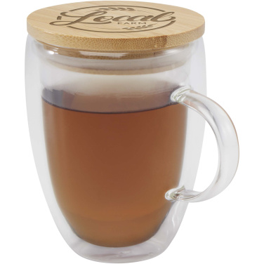 Logotrade dāvanas foto: Leona 350 ml stikla krūze ar bambusa vāku