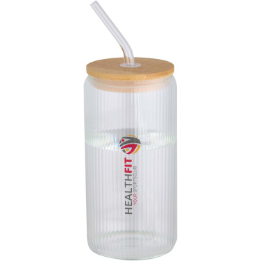 Logotrade logo dāvanas foto: Mirage 500 ml viensienu borsilikāta stikla burka ar bambusa vāku