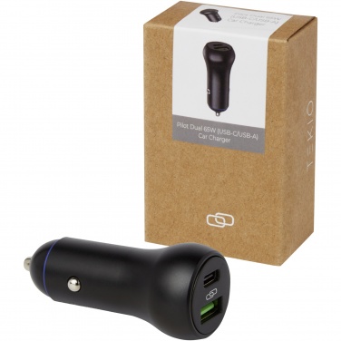 Лого трейд бизнес-подарки фото: Pilot Автомобильное зарядное устройство с двумя разъемами USB-C/USB-а 55Вт