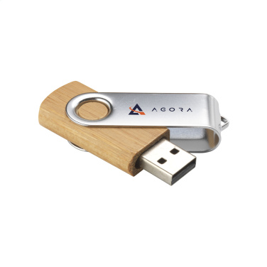 Логотрейд pекламные подарки картинка: USB Twist Bamboo 8 ГБ