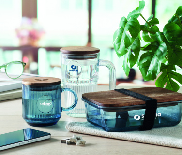 Логотрейд pекламные продукты картинка: Ribbed glass mug 300ml