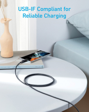 Лого трейд бизнес-подарки фото: Кабель Anker USB-C — USB-C 1,8 метра, 60 Вт