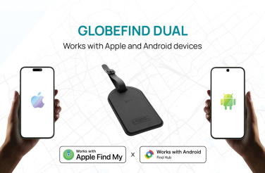 Лого трейд pекламные cувениры фото: Багажная бирка Globefind Dual RCS с функцией определения местоположения по всему миру.