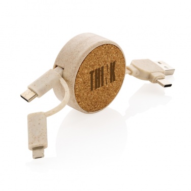 Logotrade profilprodukter bild: Kork och vete 6-i-1 utdragbar kabel