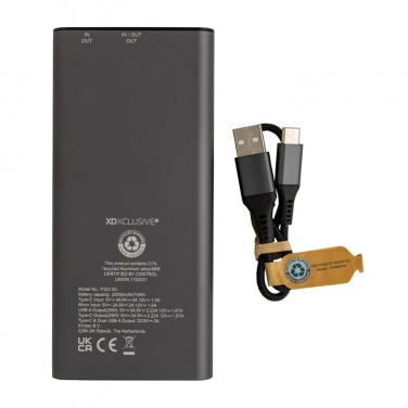 Logotrade presentreklam bild: Terra 20W/20.000 mAh powerbank, RCS återvunna material