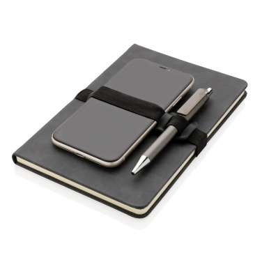 Logotrade profilprodukter bild: A5 hardcover PU anteckningsbok med mobil och-pennhållare