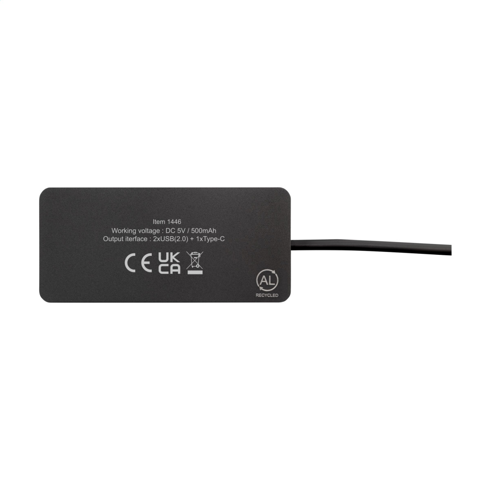 Logotrade profilreklam bild: Tecco GRS Recycled Alu USB Hub