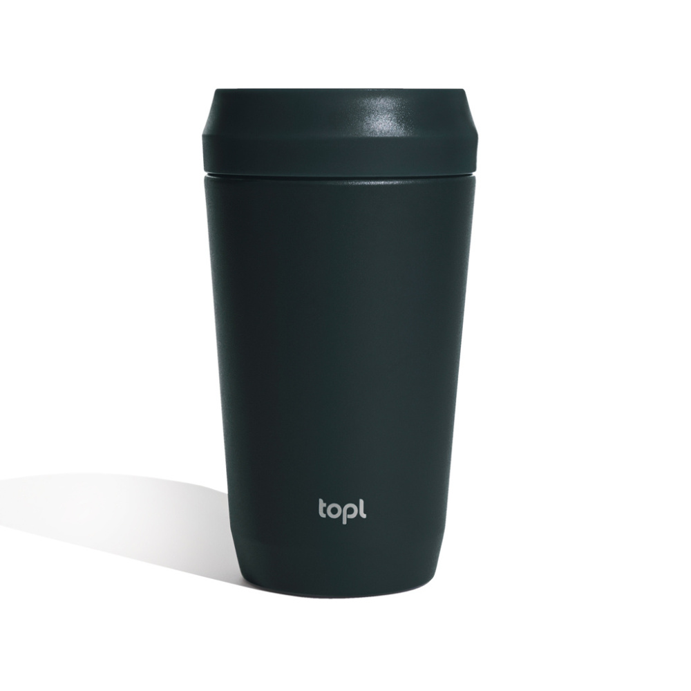 Logotrade profilreklam bild: Topl To Go-glas i återvunnet stål Patenterat 360-lock 354 ml