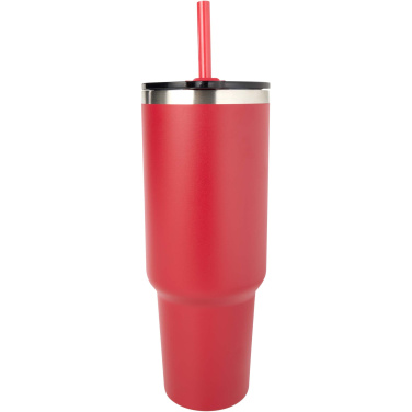 Logotrade kampanjprodukter bild: Sydney dubbelväggig vakuumisolerad kopparmugg med sugrör, 1 200 ml