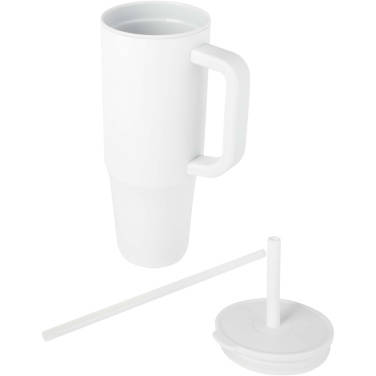 Logotrade presentreklam bild: Brady 900 ml RCS-certifierad isolerad mugg med silikonsugrör