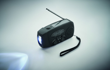 Logotrade kampanjprodukter bild: Bärbar radioSOS med LED-ficklampa