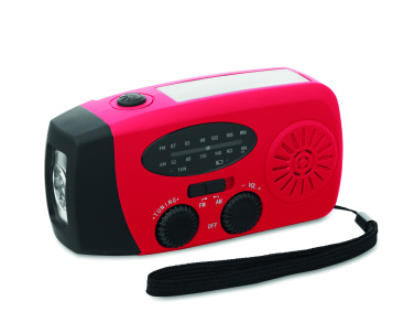 Logotrade presentreklam bild: Bärbar radioSOS med LED-ficklampa